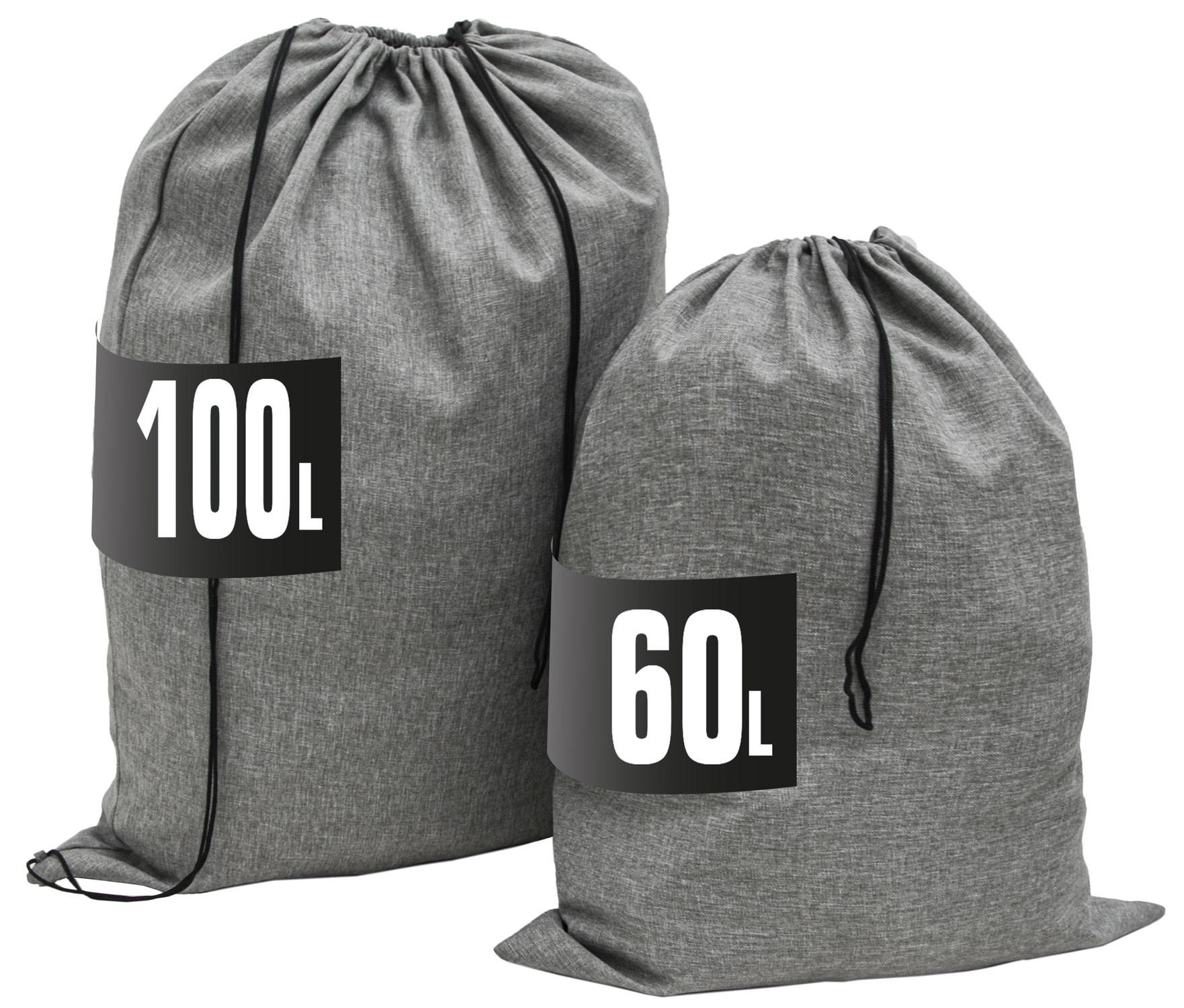 WÄSCHESACK 2er Set 70/90 cm & 60/70 cm Hellgrau - Grau, Kunststoff (70/90/70cm) - Dunedesign