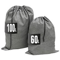 WÄSCHESACK 2er Set 70/90 cm & 60/70 cm Hellgrau - Grau, Kunststoff (70/90/70cm) - Dunedesign