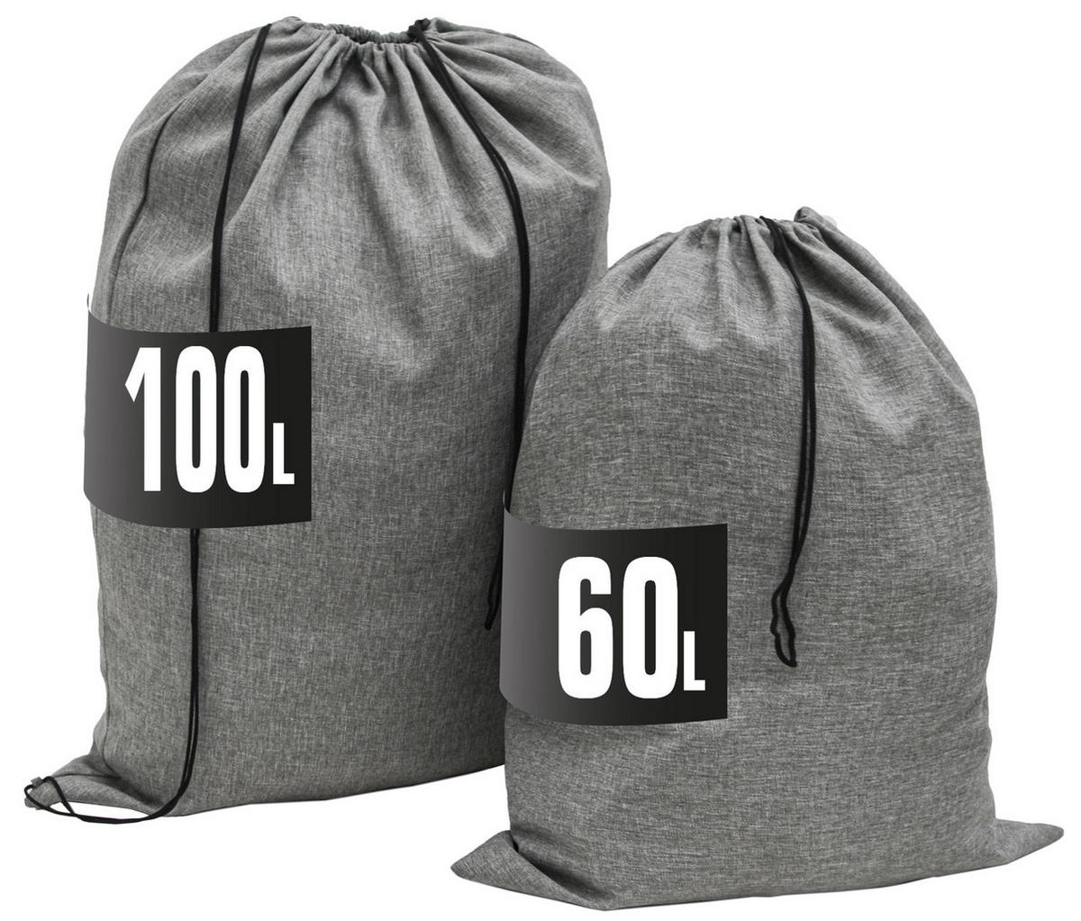 WÄSCHESACK 2er Set 70/90 cm & 60/70 cm Hellgrau - Grau, Kunststoff (70/90/70cm) - Dunedesign