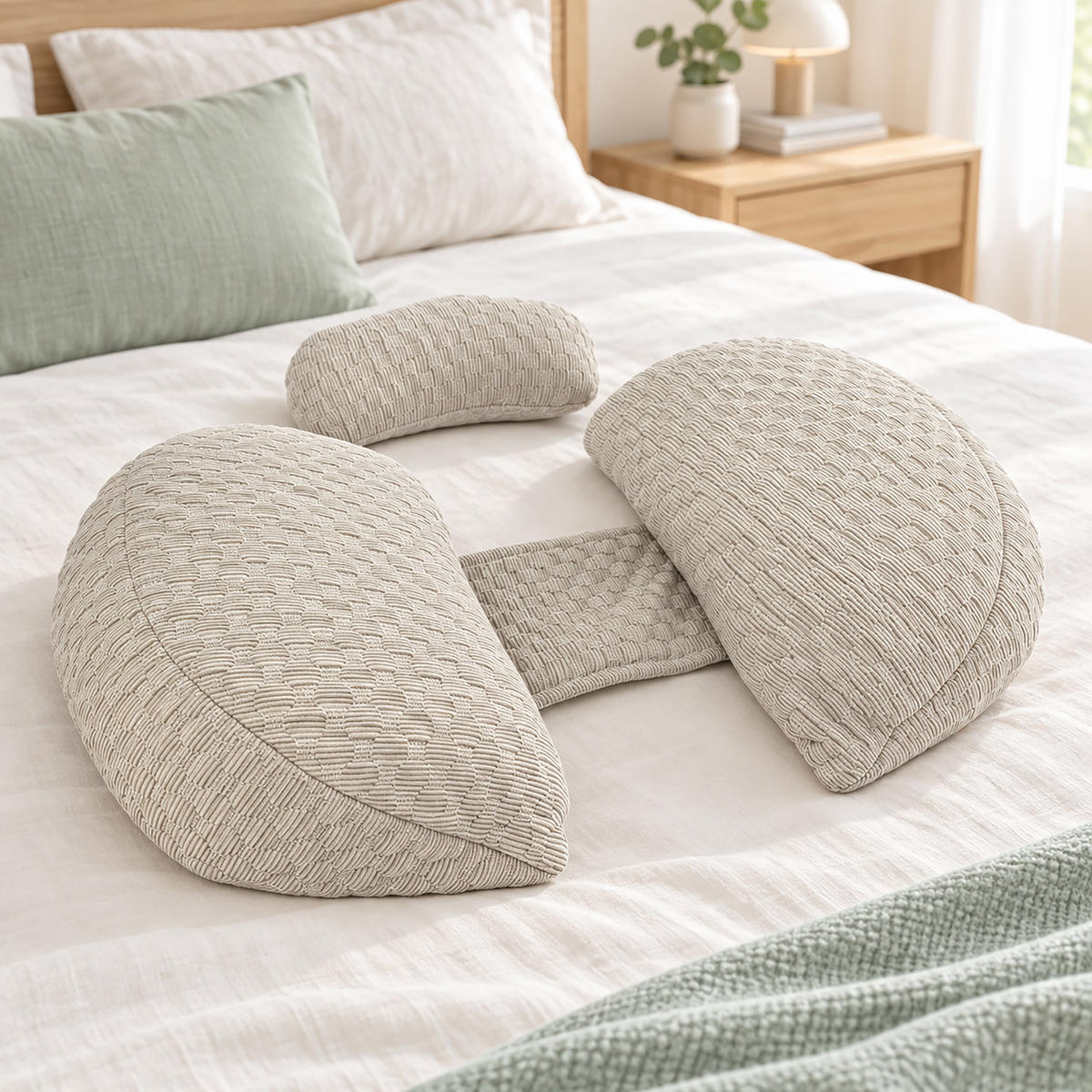 POLŠTÁŘ krémový těhotenský 2dílná-sada - krémová, textil (60/34cm) - Relaxdays