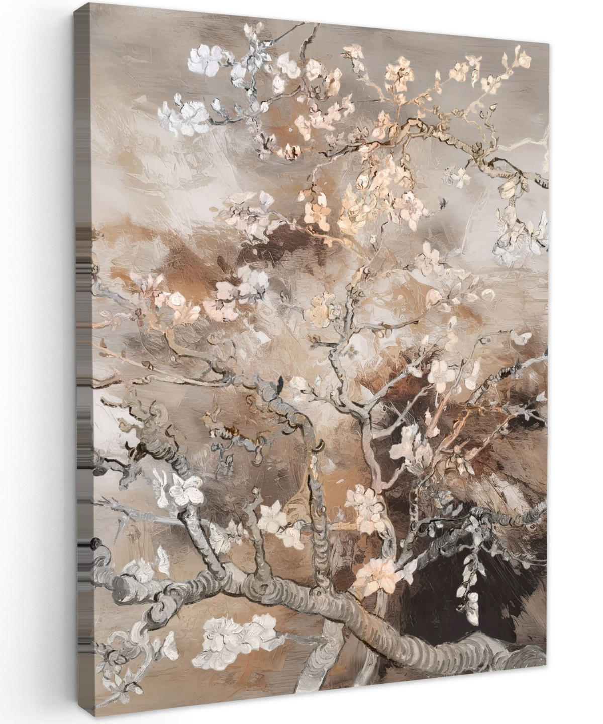 LEINWANDBILD Mandelblüte - Kunst - Van Gogh - Beige - Abstrakt 60x80 cm - Braun, Textil (60/80cm) - MuchoWow