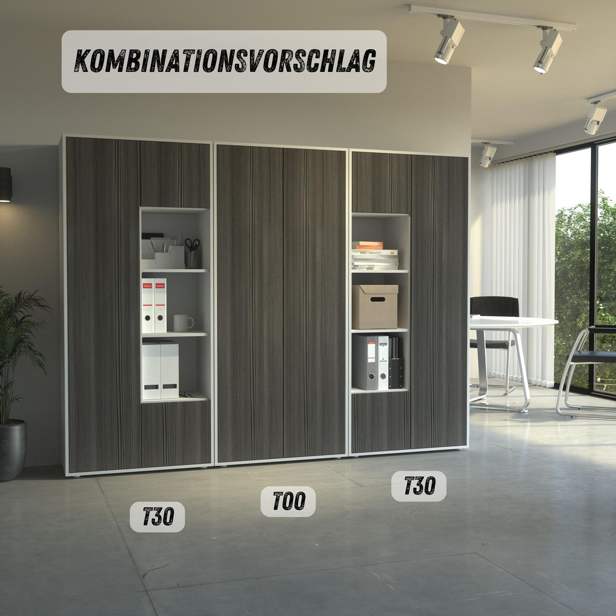 AKTENSCHRANK Amira T30 Avola Anthrazit 180/80/40 cm - Anthrazit, Holzwerkstoff (80/180/40cm) - SIMPLYFURN