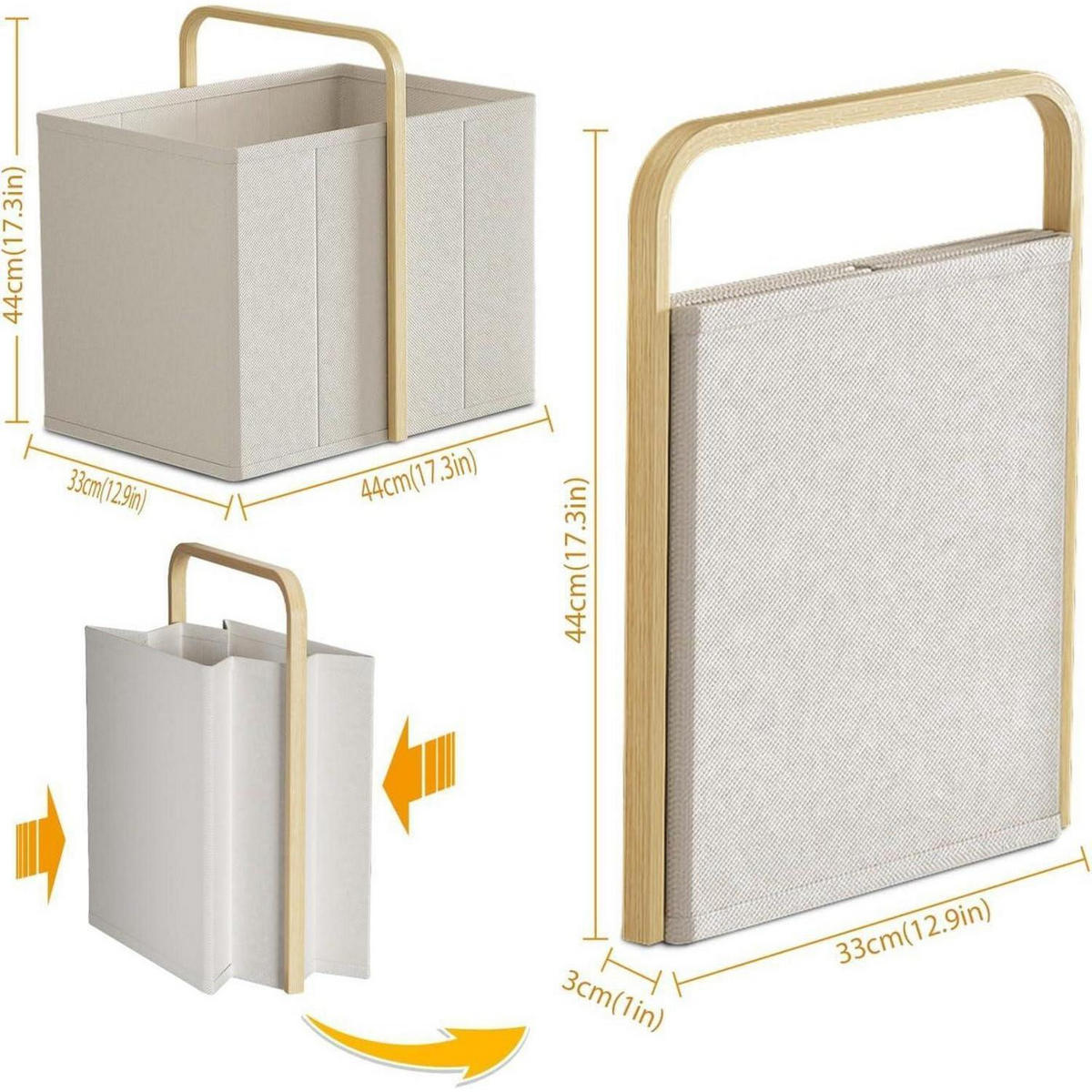 WÄSCHEKORB 65L Bambus-Stoff Beige - Beige, Textil (33/44/44cm)