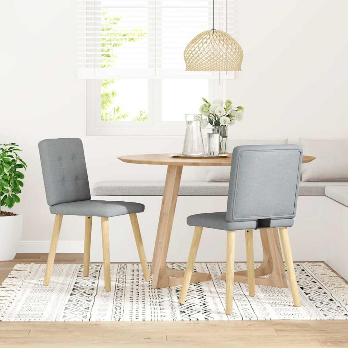 ESSZIMMERSTÜHLE 2 Stk. Hellgrau Stoff 45*54*86cm - Grau, Metall (45/86/54cm) - ZMH