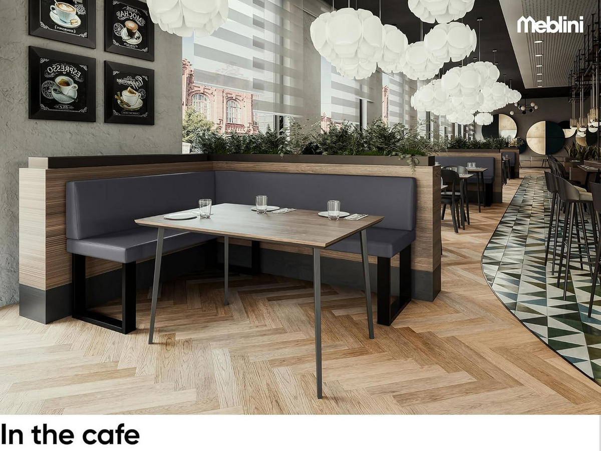 ECKBANK TONI_U - Grau, Leder (128/168cm) - Meblini