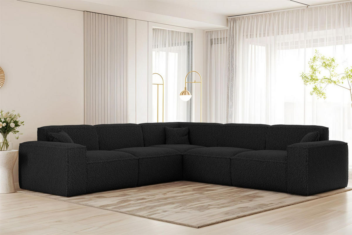 ECKSOFA Celes Premium In Sven - Schwarz, Holzwerkstoff/Textil (246/246cm) - Fun Möbel