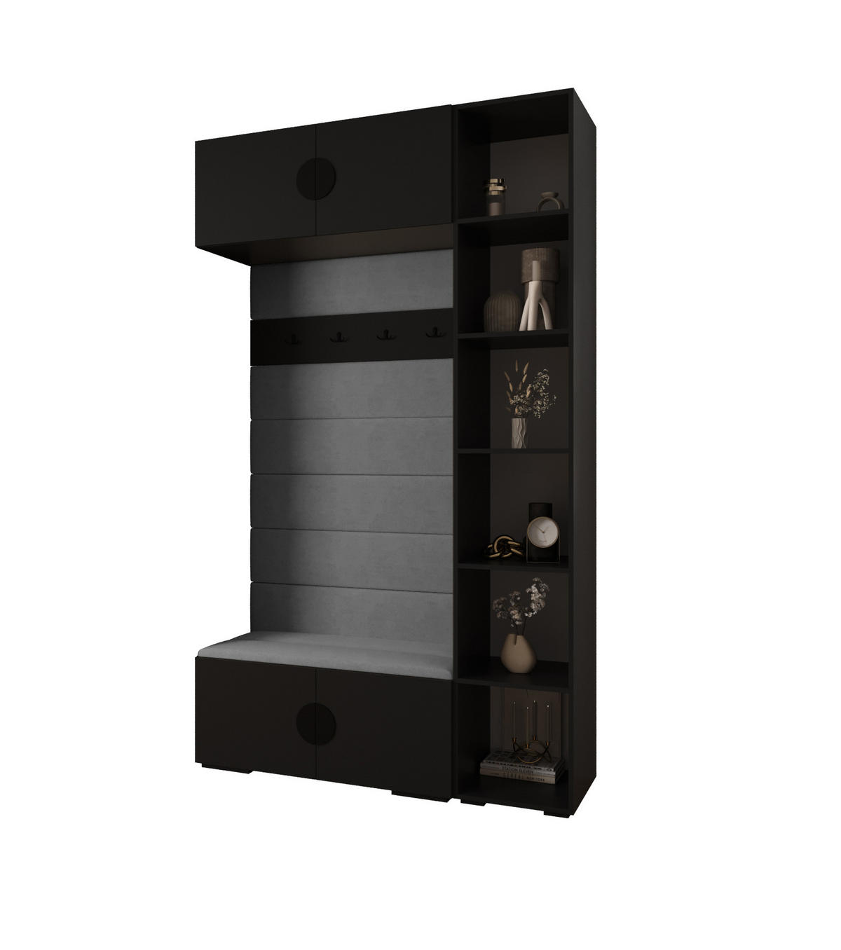 GARDEROBEN-SET 236,7/140/47 - Schwarz/Grau, Holz/Metall (140/236.7/47cm) - Abiks Möbel