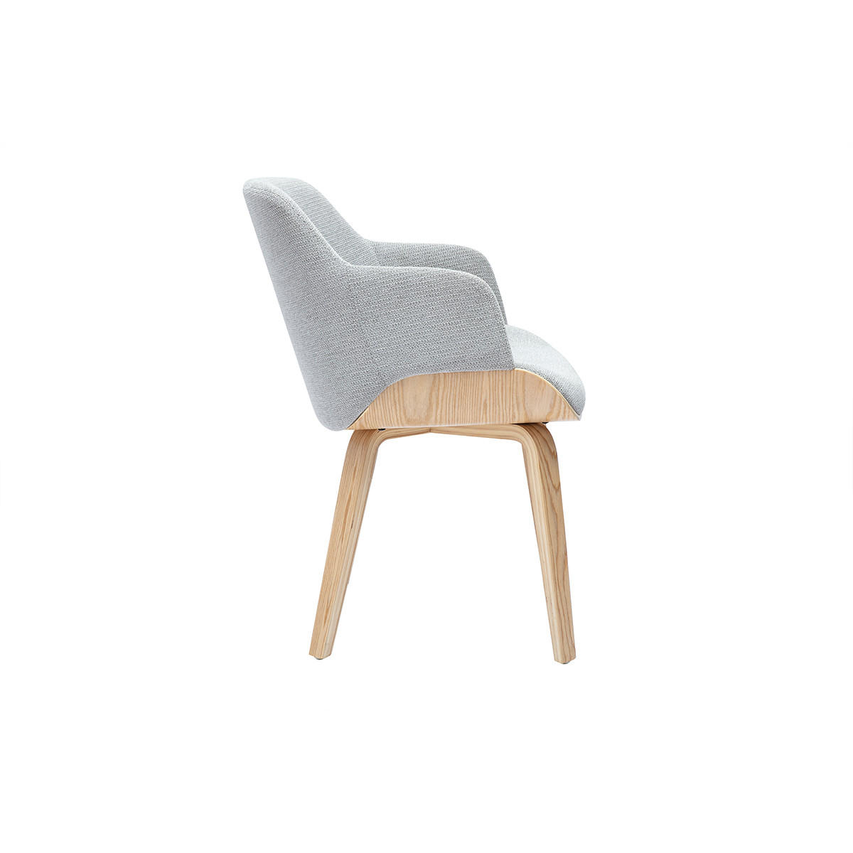 STUHL aus grauem Chenille-Stoff und hellem Holz EARL - Grau, Textil (58/81/54cm) - Miliboo