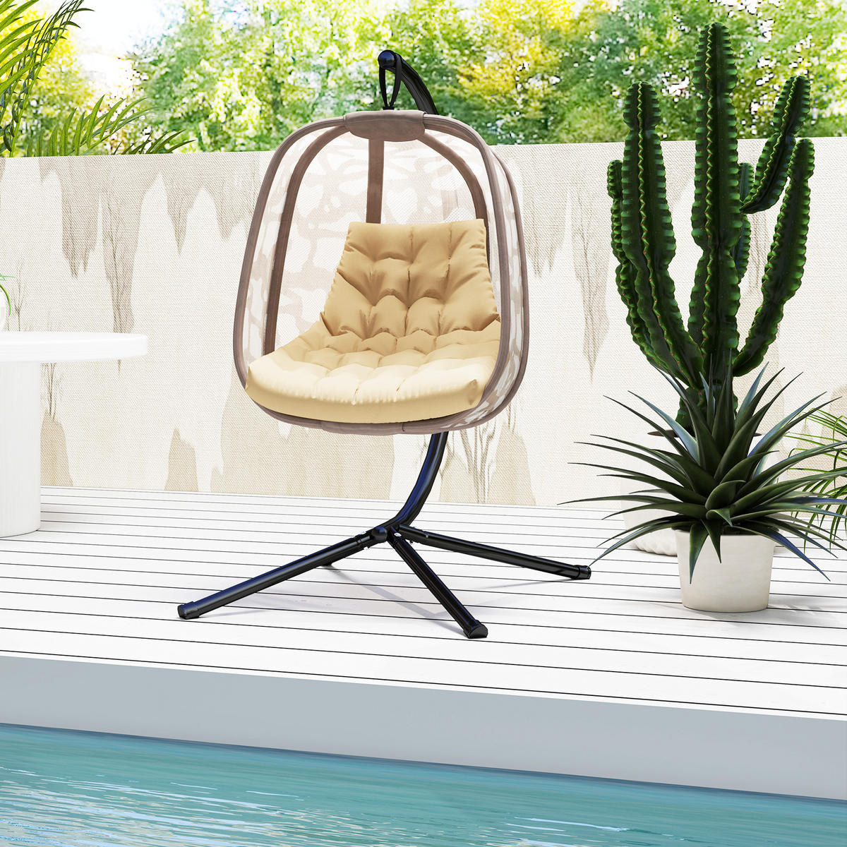 SITZKISSEN für Hängekorb, Beige - Beige, Kunststoff (100/8/120cm) - Outsunny