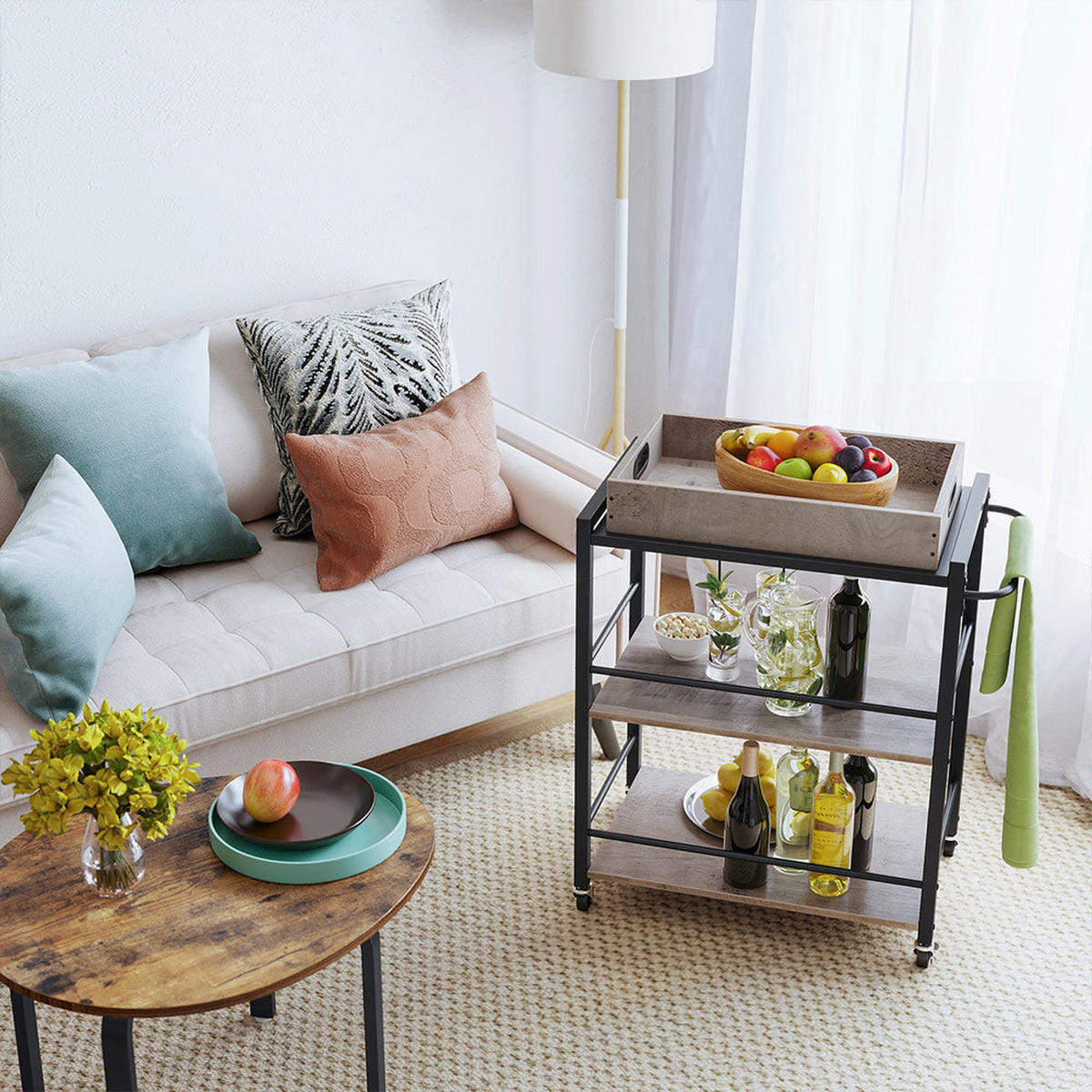 SERVIERWAGEN KÜCHENWAGEN - Schwarz, Holzwerkstoff (40/86/65cm) - Hansiro