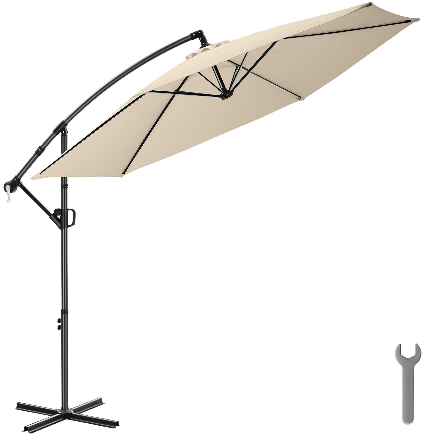 AMPELSCHIRM Artemis, inkl. Schutzhülle, beige - Beige, Metall (300/300cm) - tectake