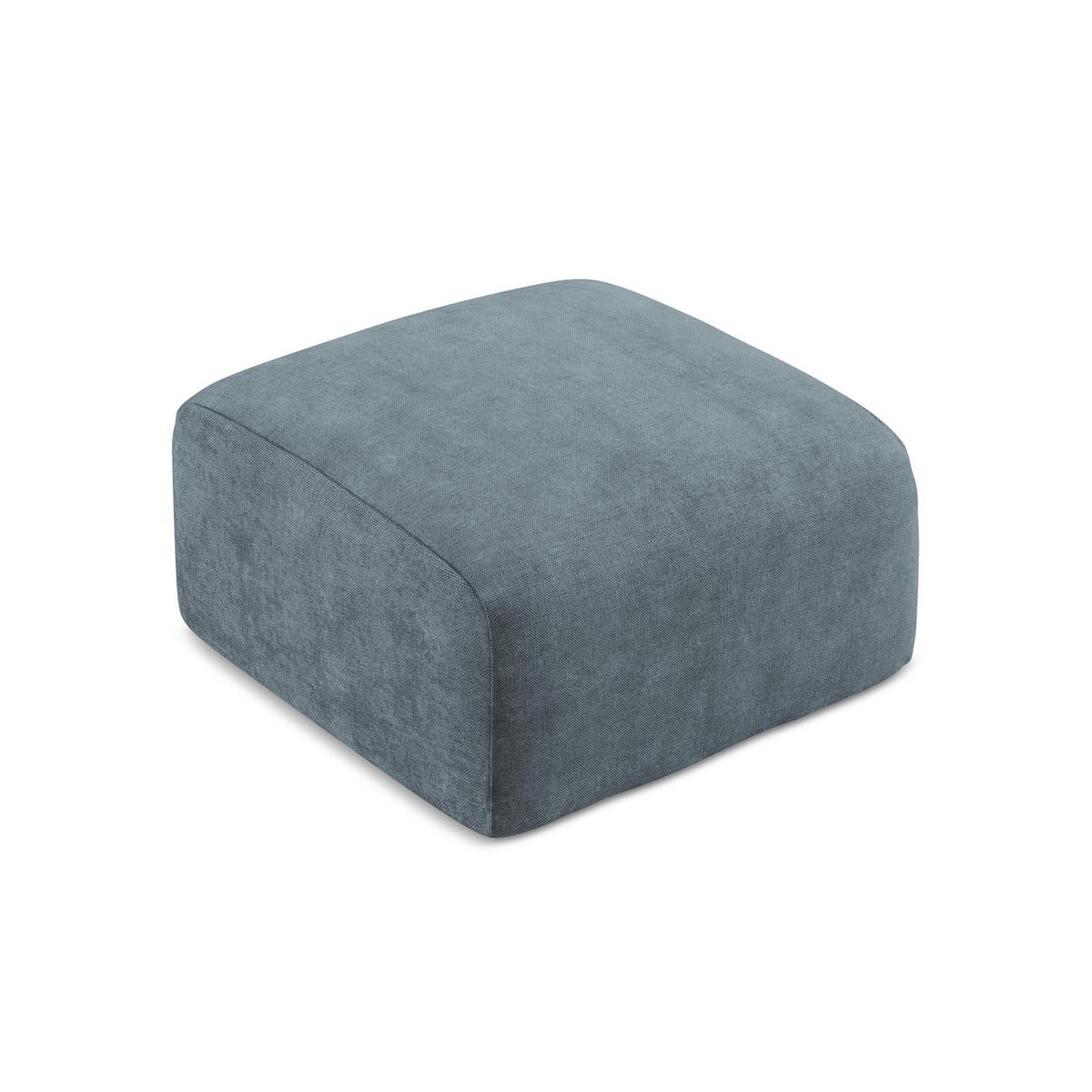 POUF Chenille Stoff Blau - Pastellblau/Schwarz, Holzwerkstoff/Kunststoff (65/40/65cm) - LaMiaSofa