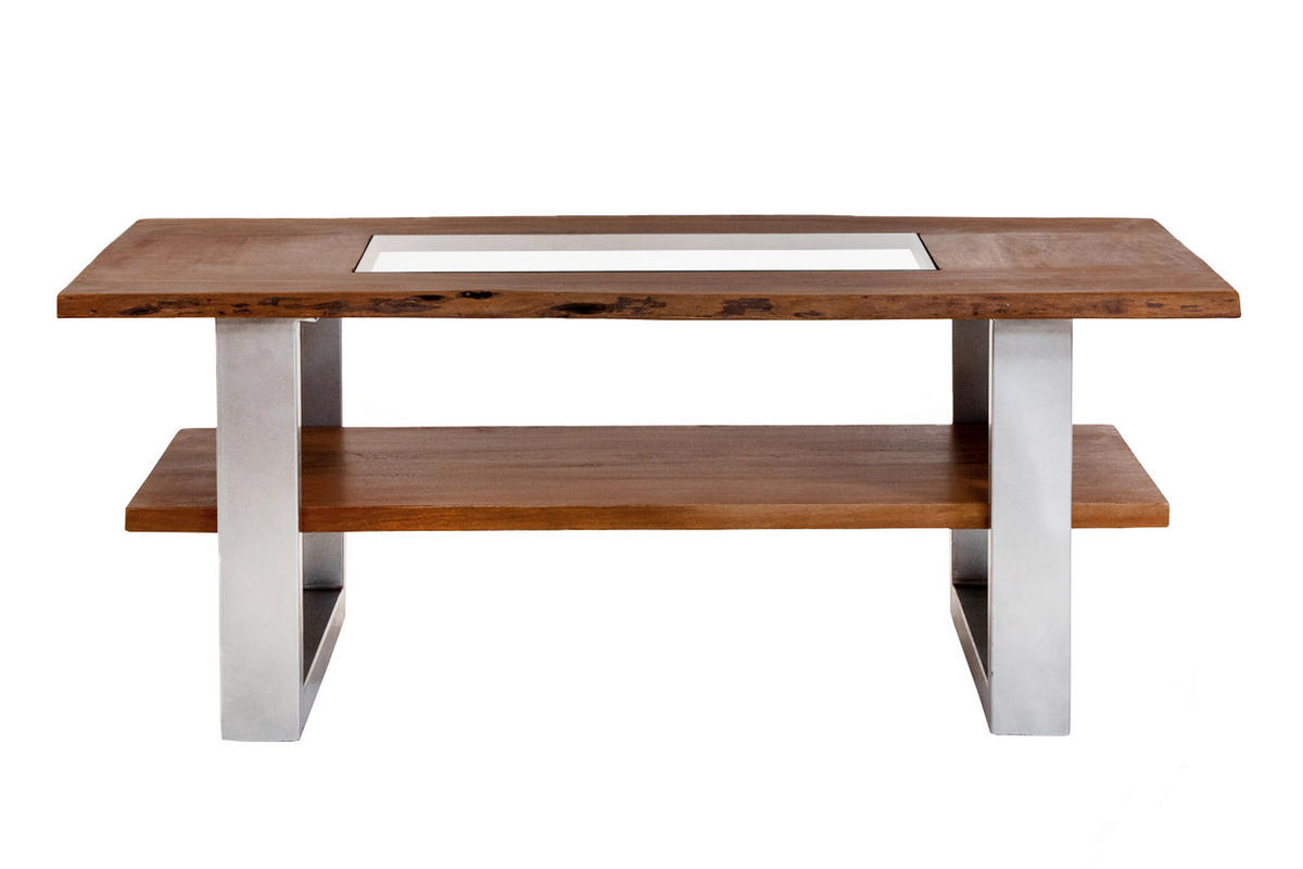 COUCHTISCH PATRICK - Transparent/Silberfarben, Holz/Metall (65/115/46cm) - SAM
