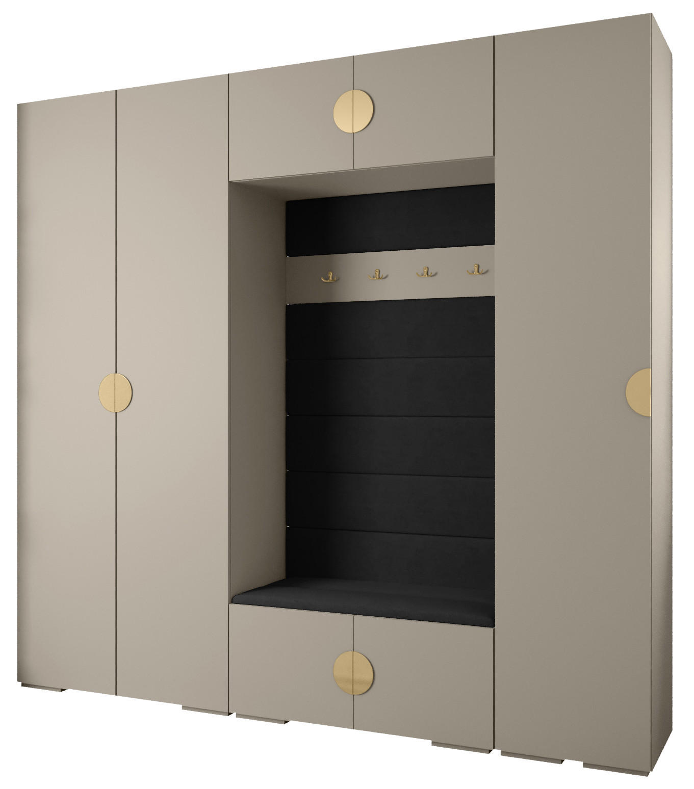 GARDEROBEN-SET 236,7/250/47 - Kaschmir/Schwarz, Holz/Kunststoff (250/236.7/47cm) - Abiks Möbel