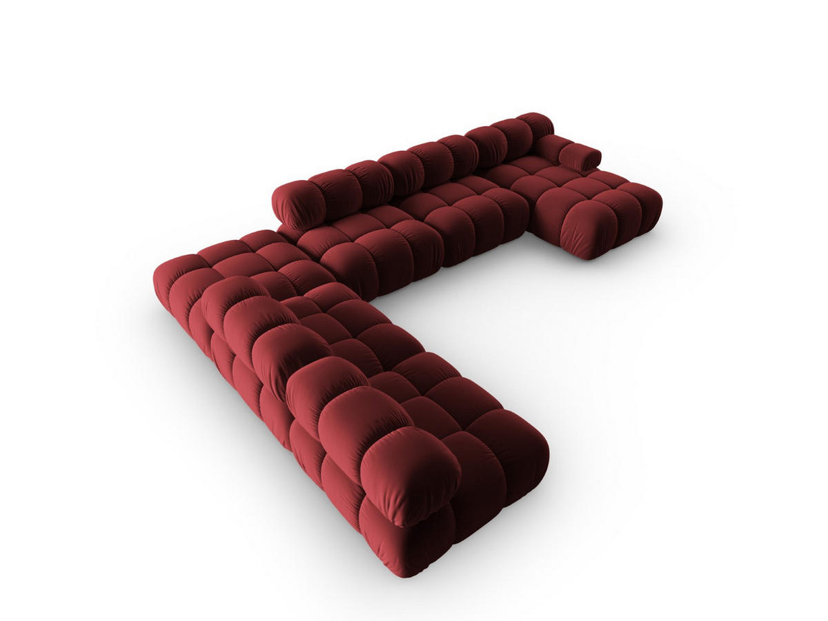 MODULARES-PANORAMASOFA links Bellis aus Samt dunkelrot 7 Sitzplätze - Dunkelrot, Textil (282/63/379cm) - Micadoni