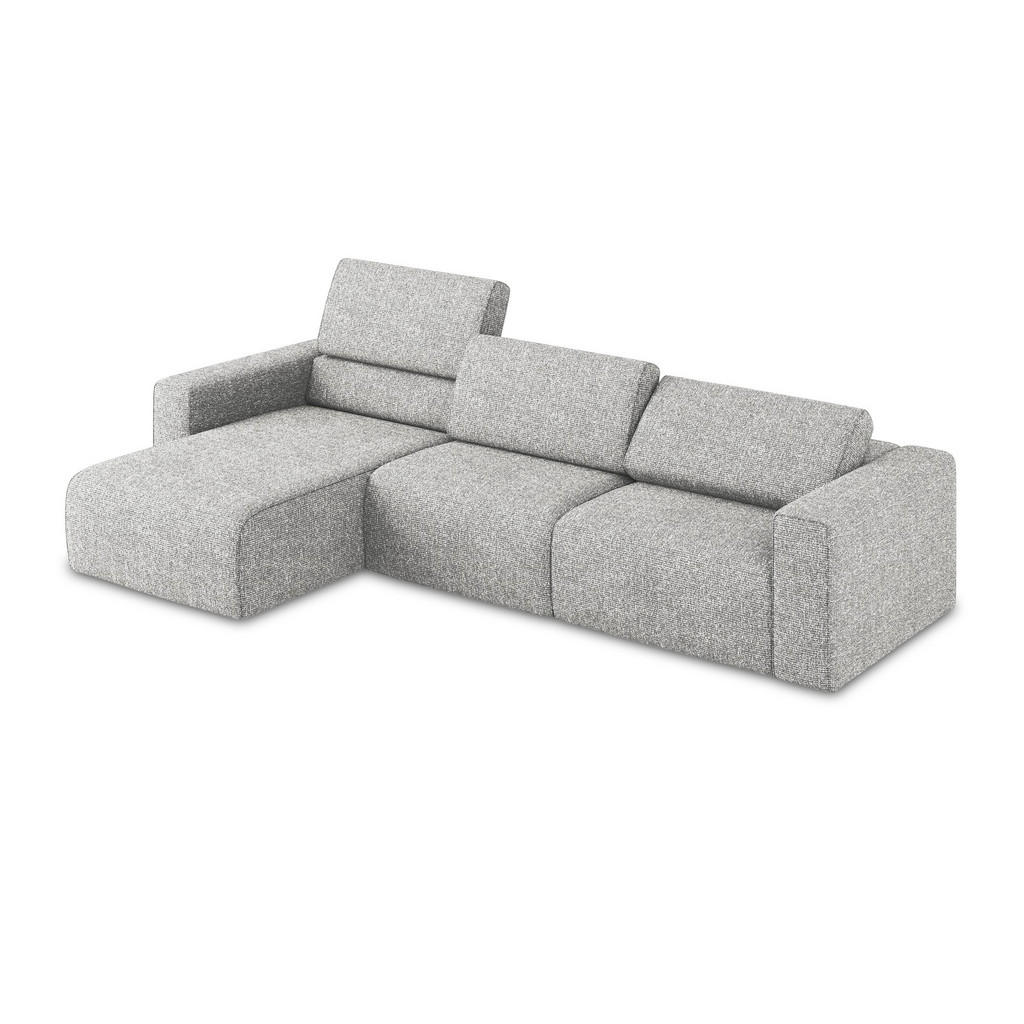 Thumbnail - Makamii Ecksofa, Silber, Textil, 4-Sitzer, Füllung: Schaumstoff, L-Form, Ottomane links, 314x167 cm, Made in EU, Wohnzim...