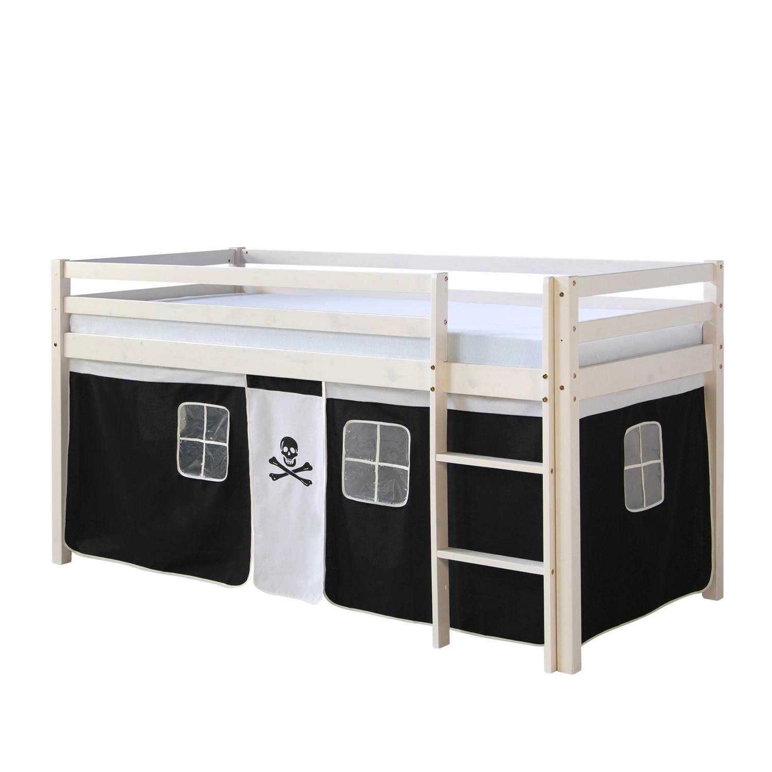 HOCHBETT Leiter 90/200 cm Pirat - Schwarz/Weiß, Holz/Textil (90/200cm) - Homestyle4u