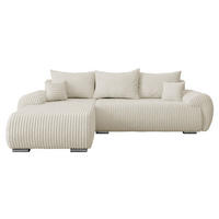 ECKSOFA Ubo L Cord, Seite: Links - Silberfarben/Creme, Holz/Kunststoff (282/187cm) - MIRJAN24