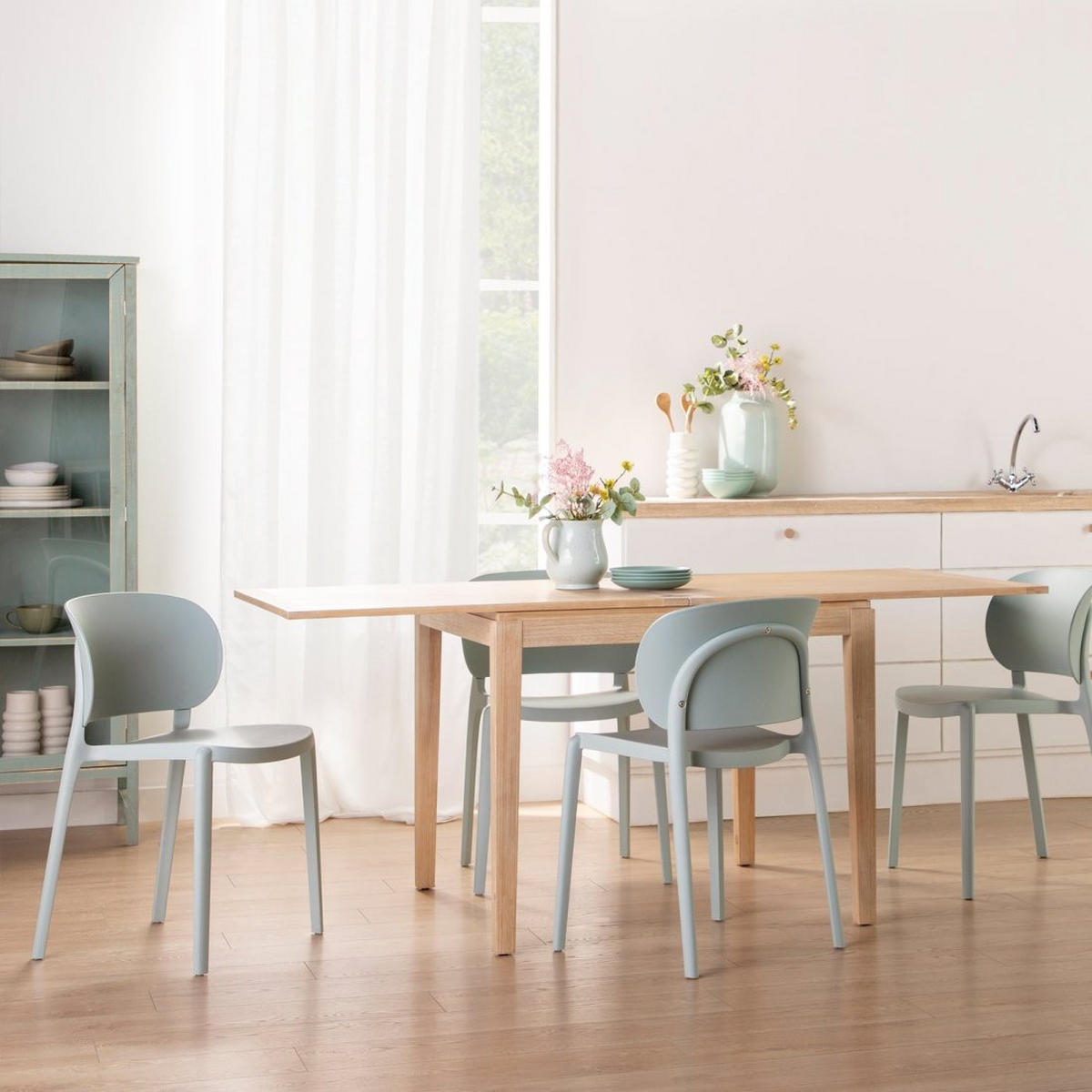 AUSZIEHBARER TISCH Dina Natürlich 90 - 180 cm x 78,5 cm - Naturfarben, Holzwerkstoff (90/90/78cm) - Klast Home