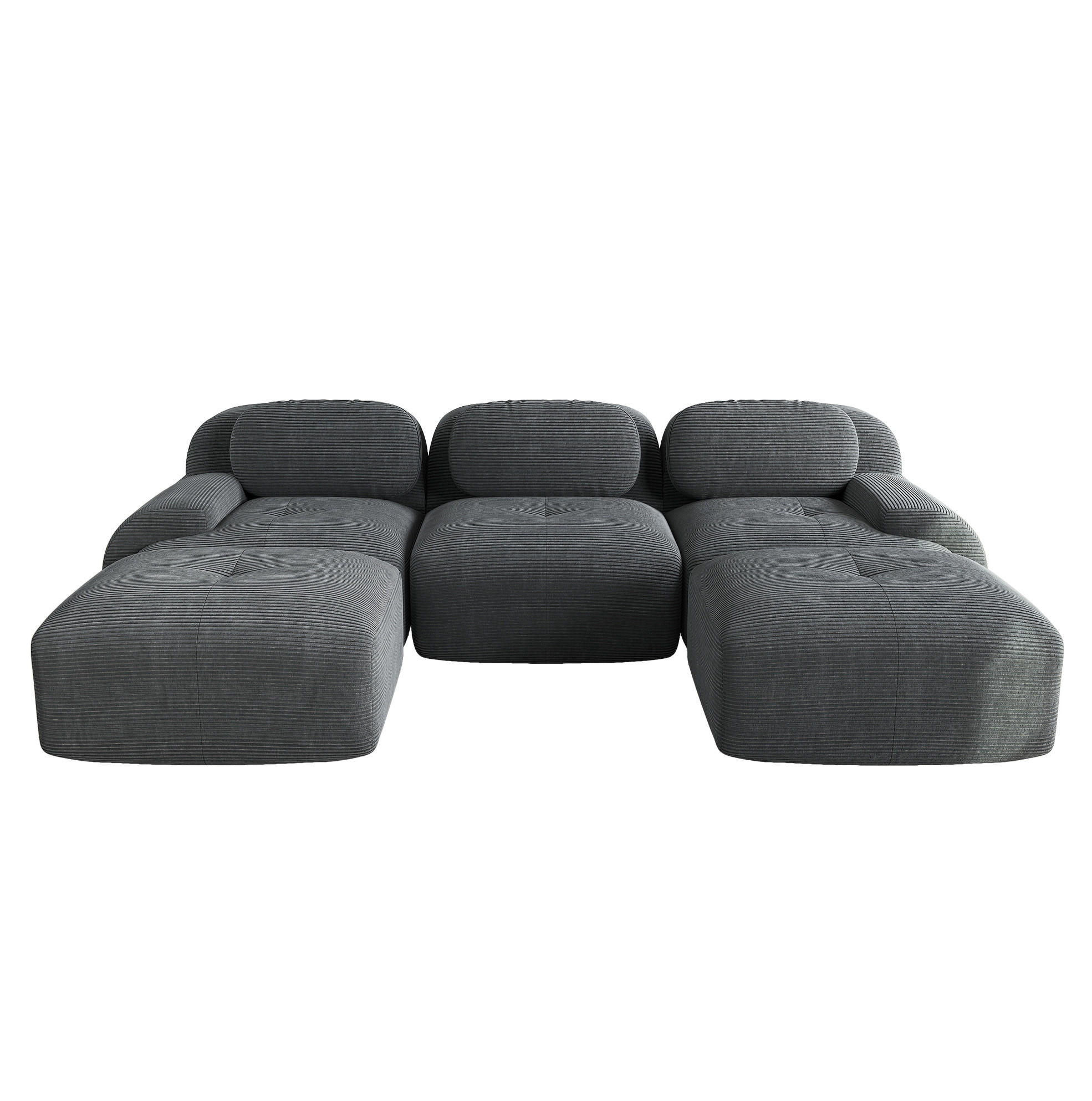 OKWISH MODULÁRNÍ rohová sedačka 32D cm šedá z manšestru s ergonomickými zaoblenými područkami bez montáže