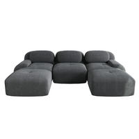 ECKSOFA 298/178/75 cm grau aus Cordstoff modular, rahmenlos und montagefrei - Grau, Textil (178/298cm) - OKWISH