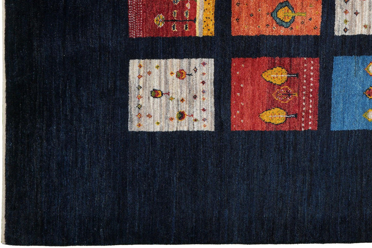 GABBEH-TEPPICH handgeknüpft Rizbaf Blau 209/157 cm Schurwolle - Blau, Textil (157/209cm) - Looma
