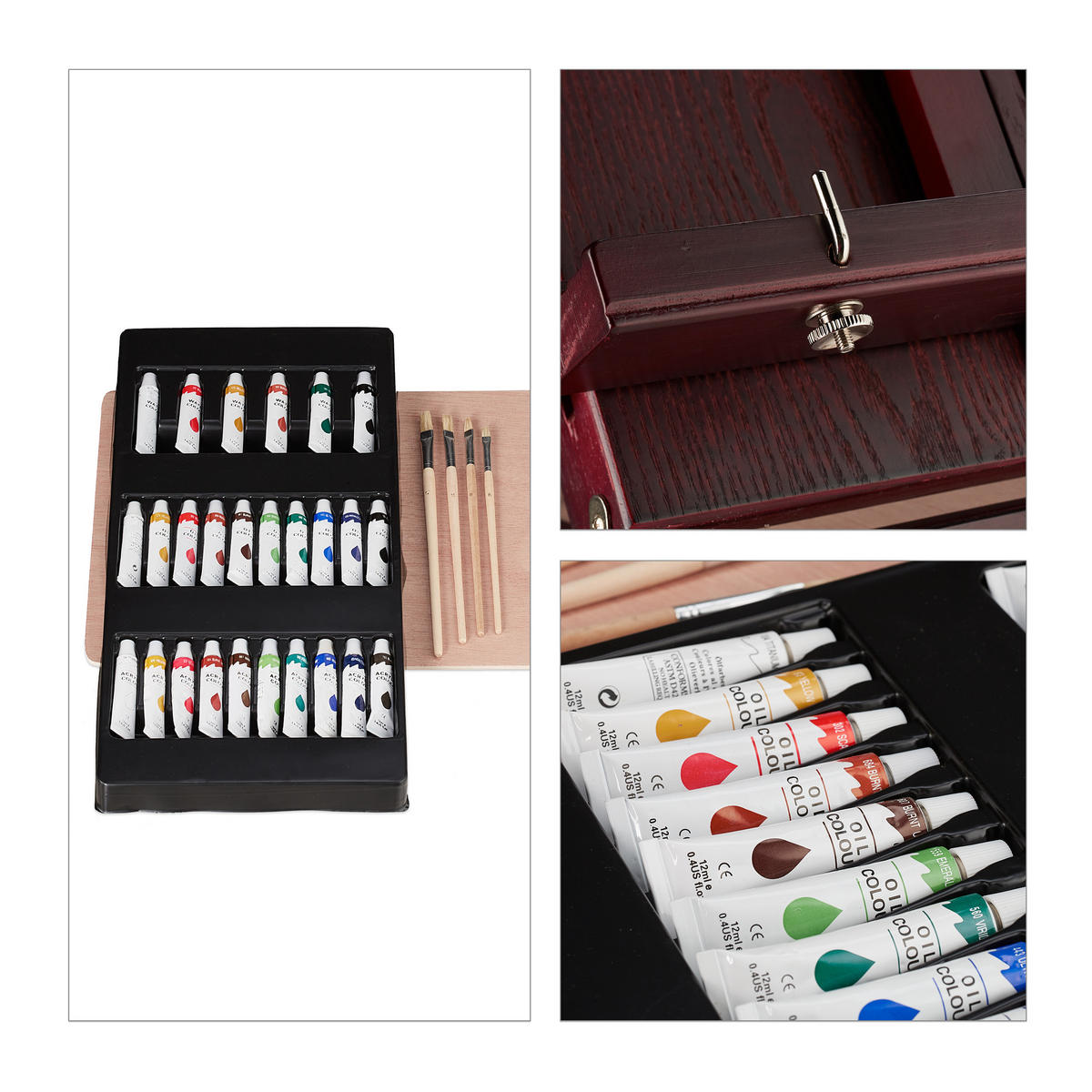 ŞEVALET maro set-35-piese lemn cu valiză - maro, material plastic/lemn - Relaxdays
