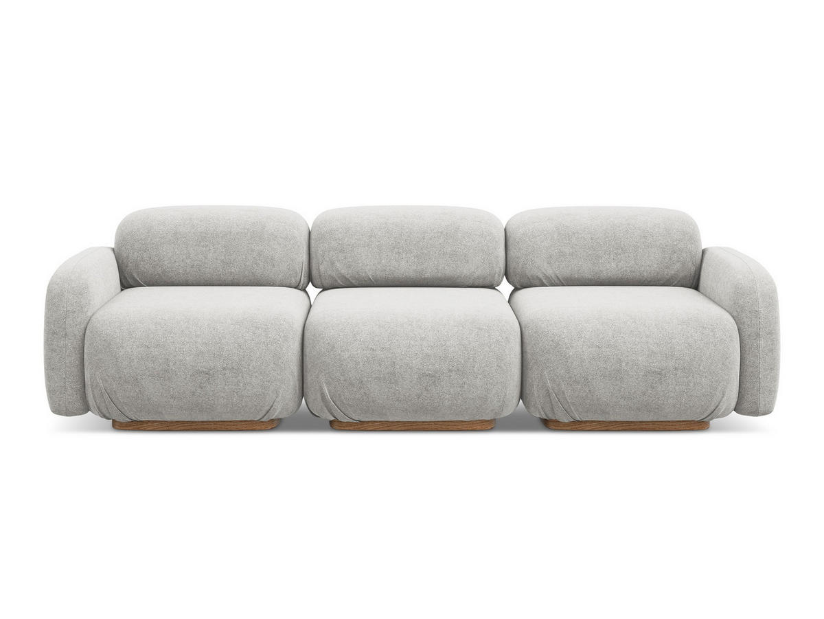 4-SITZER-SOFA Bouclé Stoff Grau - Silberfarben/Braun, Holz/Textil (270/73/95cm) - Makamii