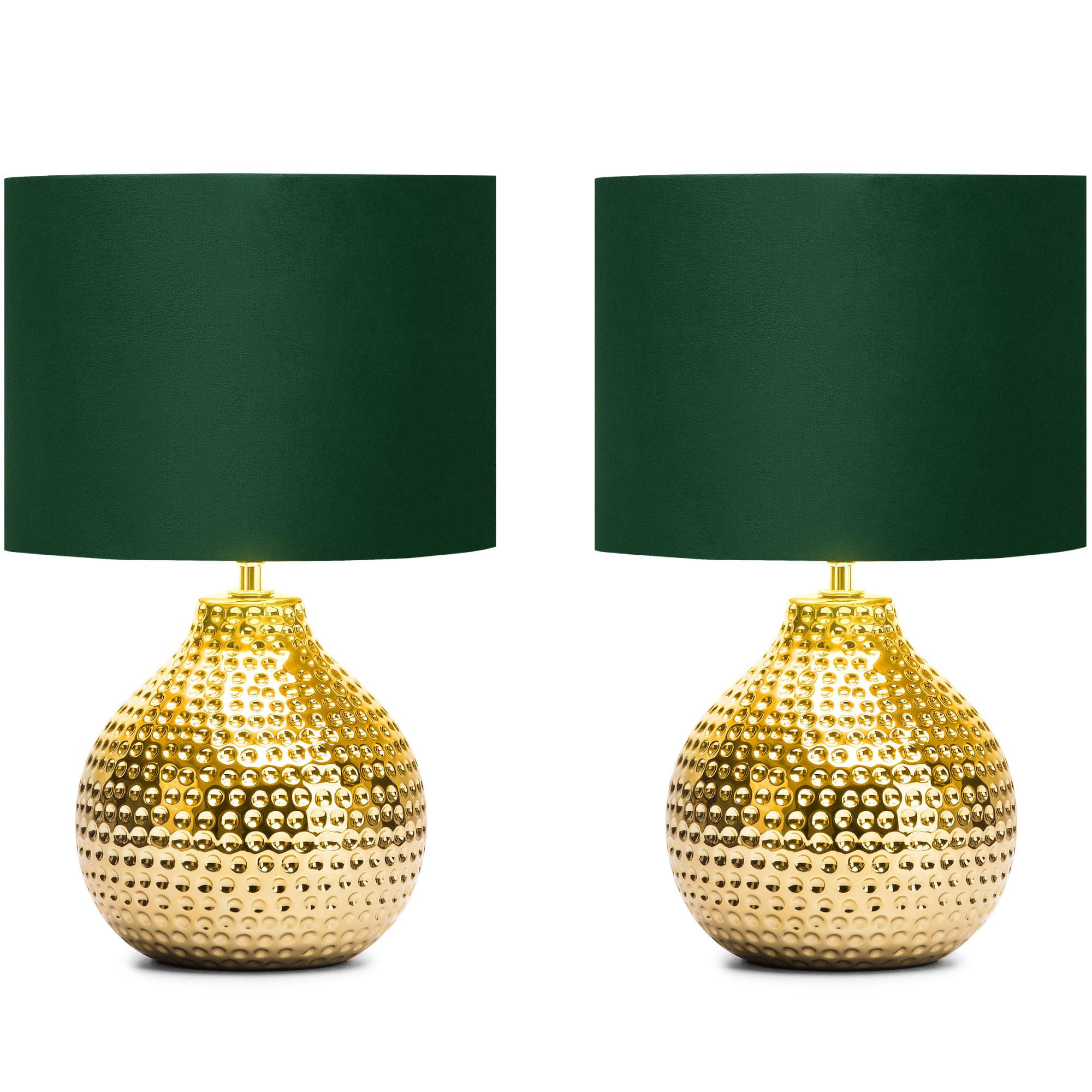 TISCHLAMPE NIPER 2-er Set, Gold/Grün - Goldfarben/Grün, Keramik/Textil (24/24/38cm) - KONSIMO®