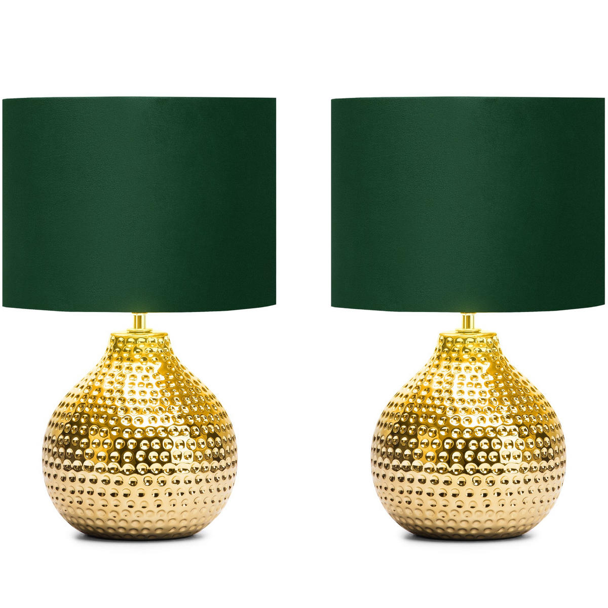 TISCHLAMPE NIPER 2-er Set, Gold/Grün - Goldfarben/Grün, Keramik/Textil (24/24/38cm) - KONSIMO®
