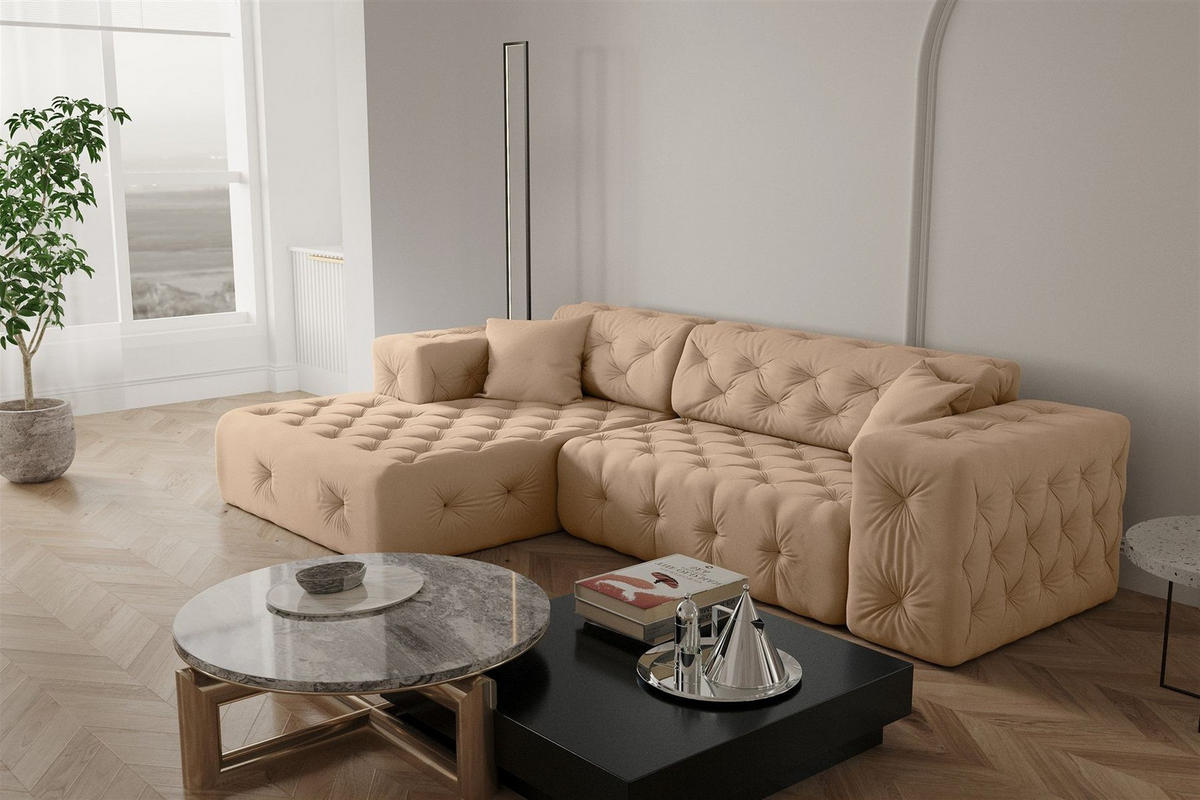 ECKSOFA Chantal - Beige, Holzwerkstoff/Textil (266/171cm) - Fun Möbel