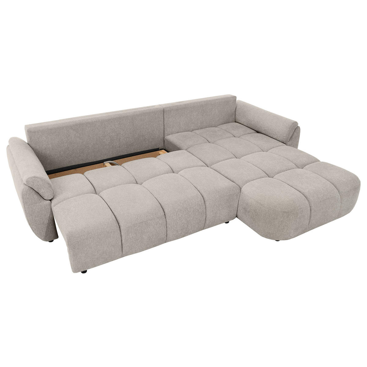 ECKSOFA Massimo, universelle Eckschlafsofa 280 cm mit Schlaffunktion und Bettkasten, Beige - Beige, Textil (283/204cm) - Beautysofa