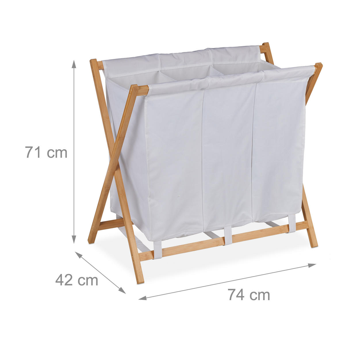 WÄSCHEKORB - Multicolor, Holz/Textil (74/71/42cm) - Relaxdays