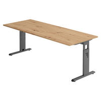 SCHREIBTISCH Serie-O 80/200/74 cm in Wildeiche/Graphitfarben - Wildeiche/Graphitfarben, Holzwerkstoff (80/200/74cm) - bümö