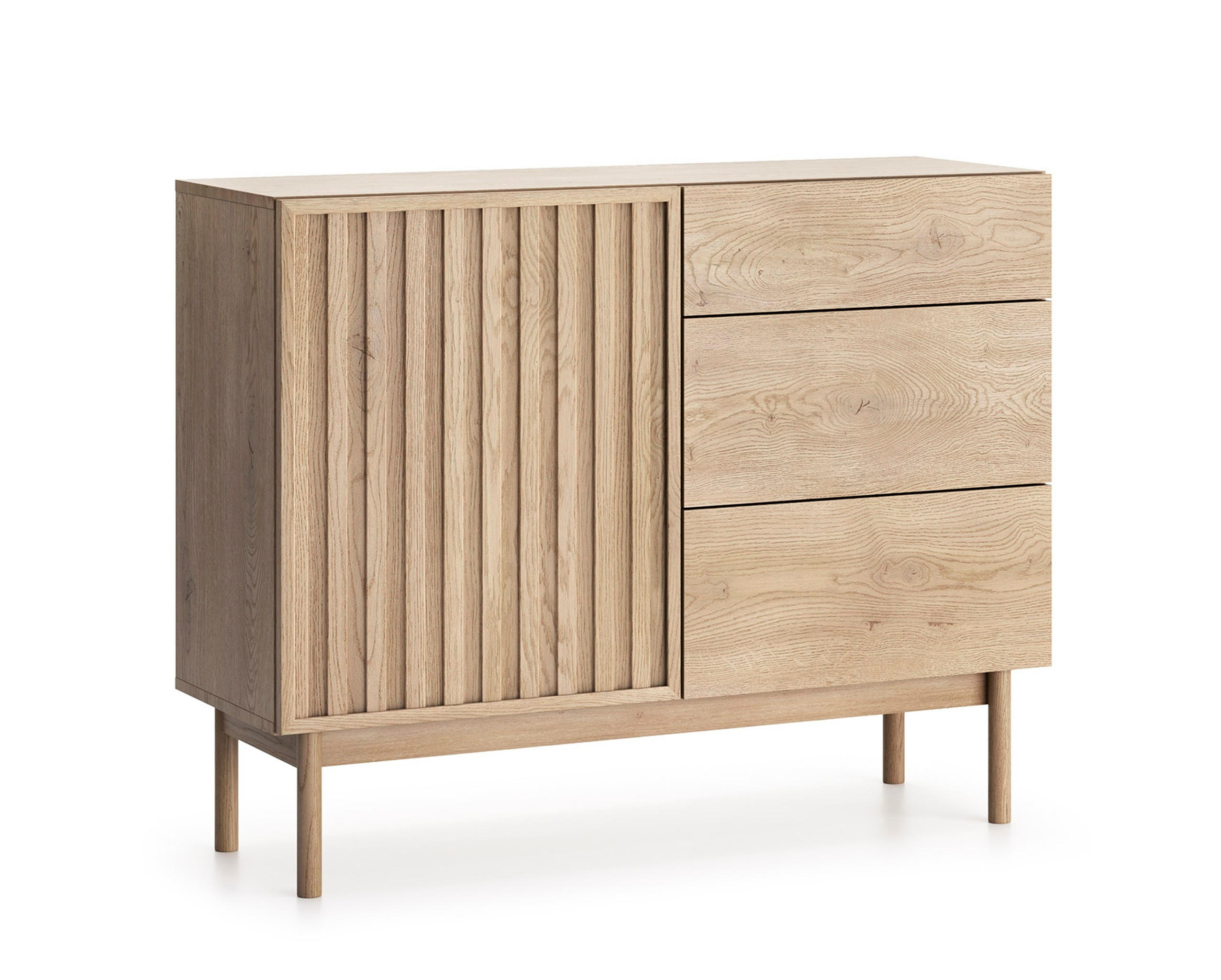 SIDEBOARD Santarco 1T 3S Eiche Cremona 106/84/37 cm – 1 Tür 3 Schubladen - Eichefarben, Holz/Holzwerkstoff (106/84/37cm) - AX Living