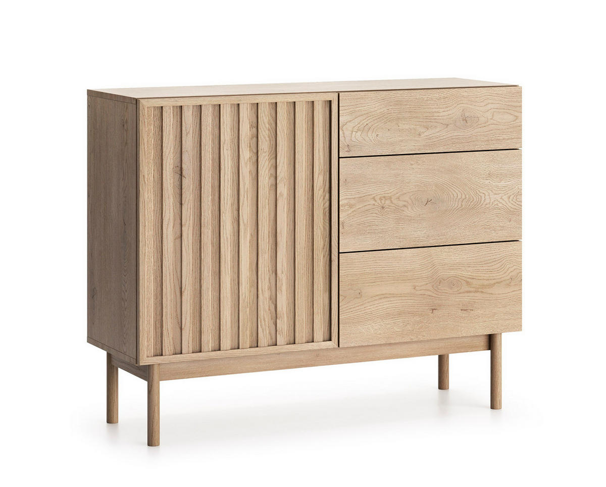 SIDEBOARD Santarco 1T 3S Eiche Cremona 106/84/37 cm – 1 Tür 3 Schubladen - Eichefarben, Holz/Holzwerkstoff (106/84/37cm) - AX Living