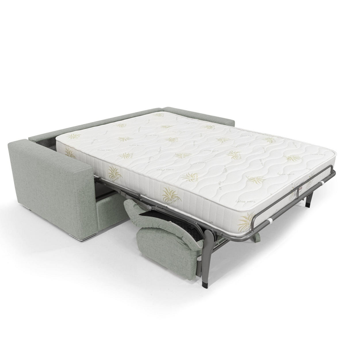 SCHLAFSOFA Nixon - Hellgrau, Textil (200/93/96cm) - Divani.store
