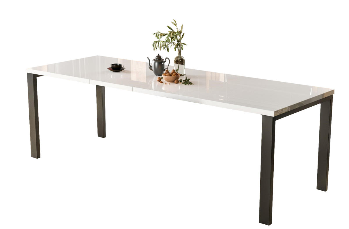 ESSTISCH Garant ausziehbar - Weiß Hochglanz, Holzwerkstoff (130/80/76cm) - Endo-Moebel