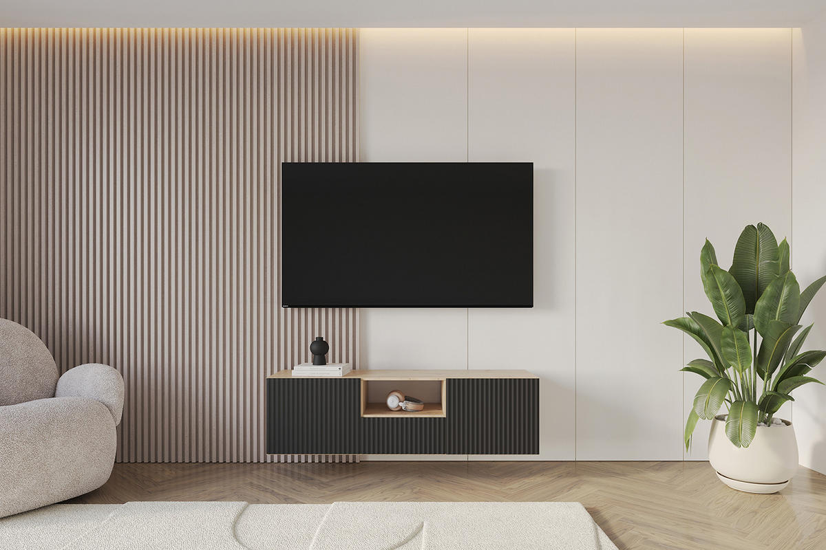 LOWBOARD NOA-2-W 140x40x41 cm - Artisan / Schwarz - Schwarz, Holzwerkstoff (140/40/41cm) - ALTDECOR