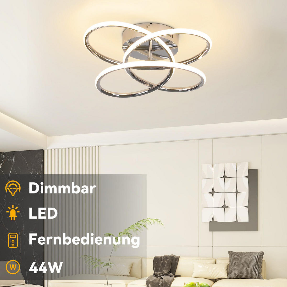 LED-DECKENLEUCHTE Lumpkin 33/36/14cm - Chromfarben, Metall (36/33/14cm) - Nettlife