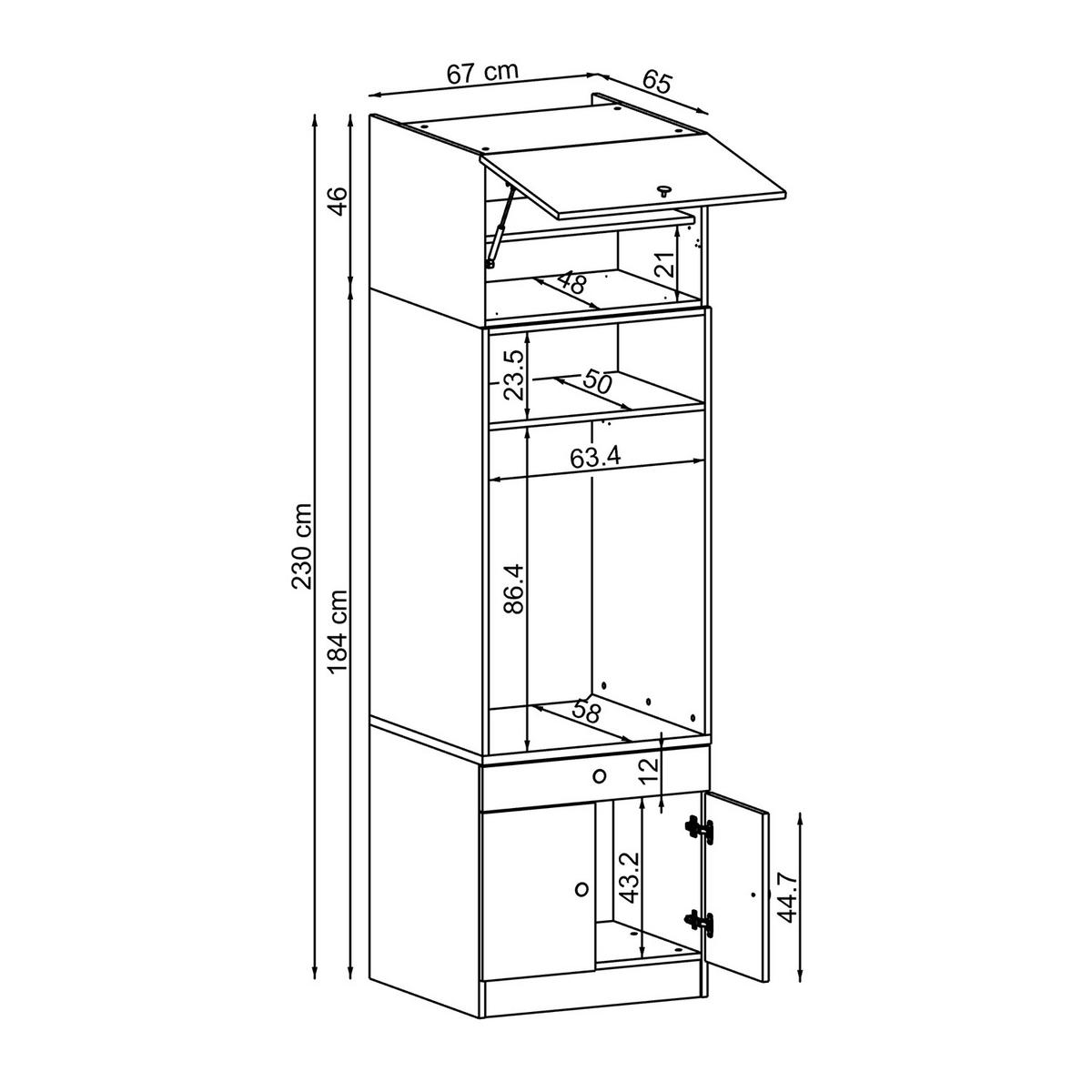 WASCHMASCHINENSCHRANK Serie 1 65cm Breit, 230cm Hoch - Schwarz, Holzwerkstoff (65/230/67cm)