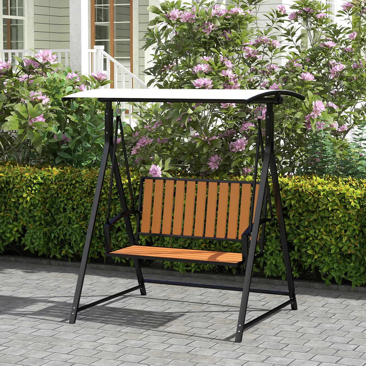 HOLLYWOODSCHAUKEL Schwarz 2-Sitzer 142/112/162 cm - Schwarz, Metall (142/162/112cm) - PANGIVO