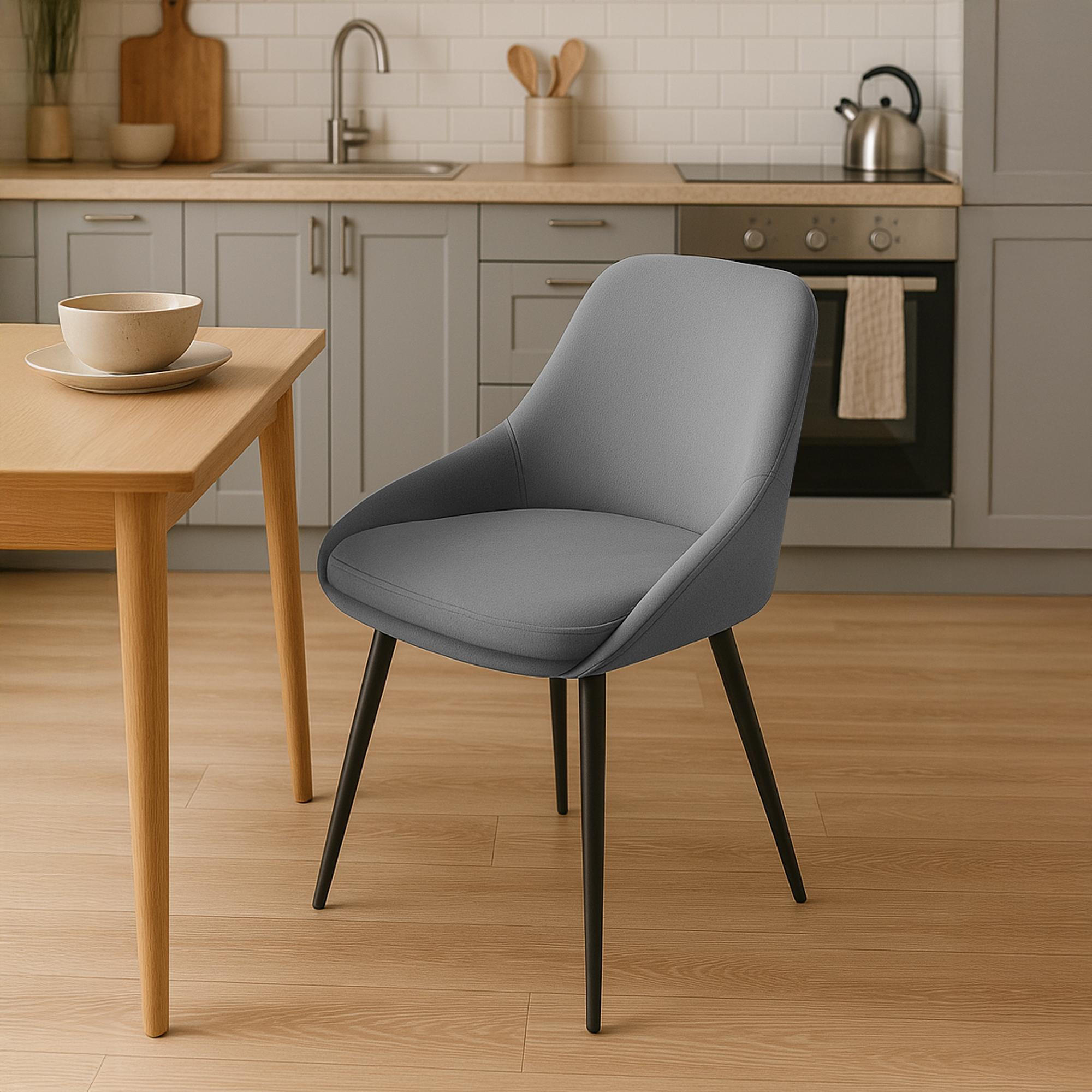 STUHL Samt Dunkelgrau - Dunkelgrau/Schwarz, Textil (50/86/53cm) - CLP