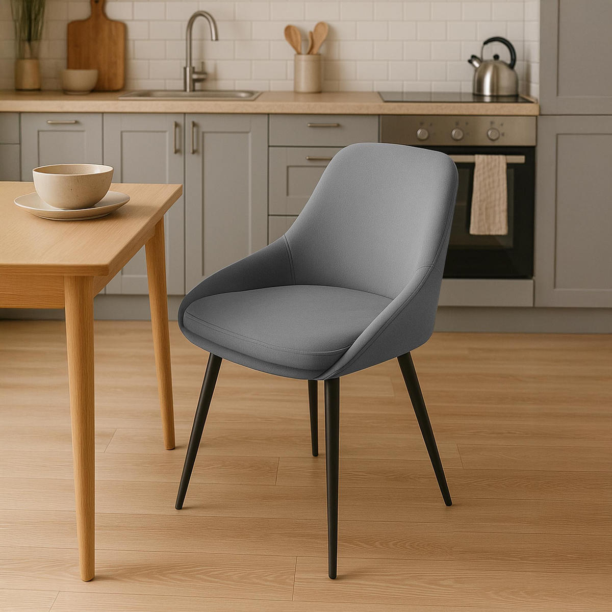 STUHL Samt Dunkelgrau - Dunkelgrau/Schwarz, Textil (50/86/53cm) - CLP