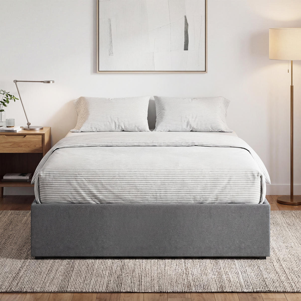 BETT 140x190 cm DE-14668 mit 3 Schubladen Grau - Grau, Metall (140/190cm) - ComfortXL