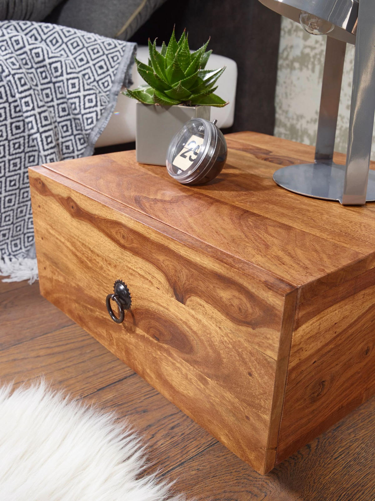 NACHTTISCH Massivholz Schublade Landhausstil Handgefertigt NAKO, Braun 40x40x25 cm - Braun, Holz/Metall (40/25/40cm) - KADIMA DESIGN