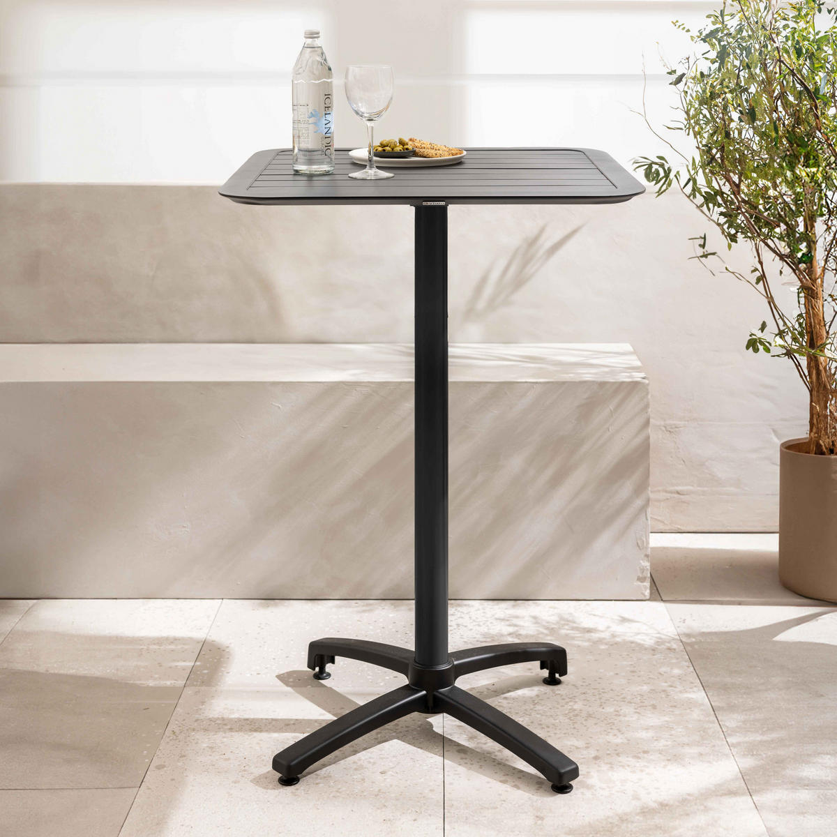 HOCHTISCH 60 x 60 cm, Schwarz - Schwarz, Metall (60/60/108cm) - Oviala