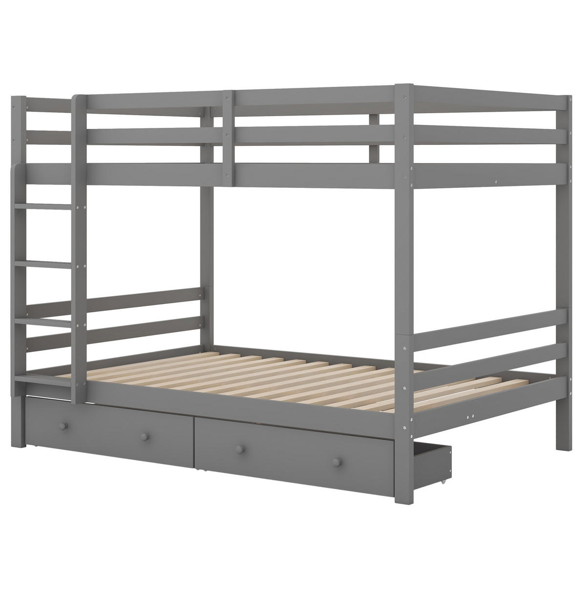 ETAGENBETT 140/200 cm aus Kiefer und MDF mit Stauraum und hohen Geländern Grau - Grau, Holz (140/200cm) - Modenvie