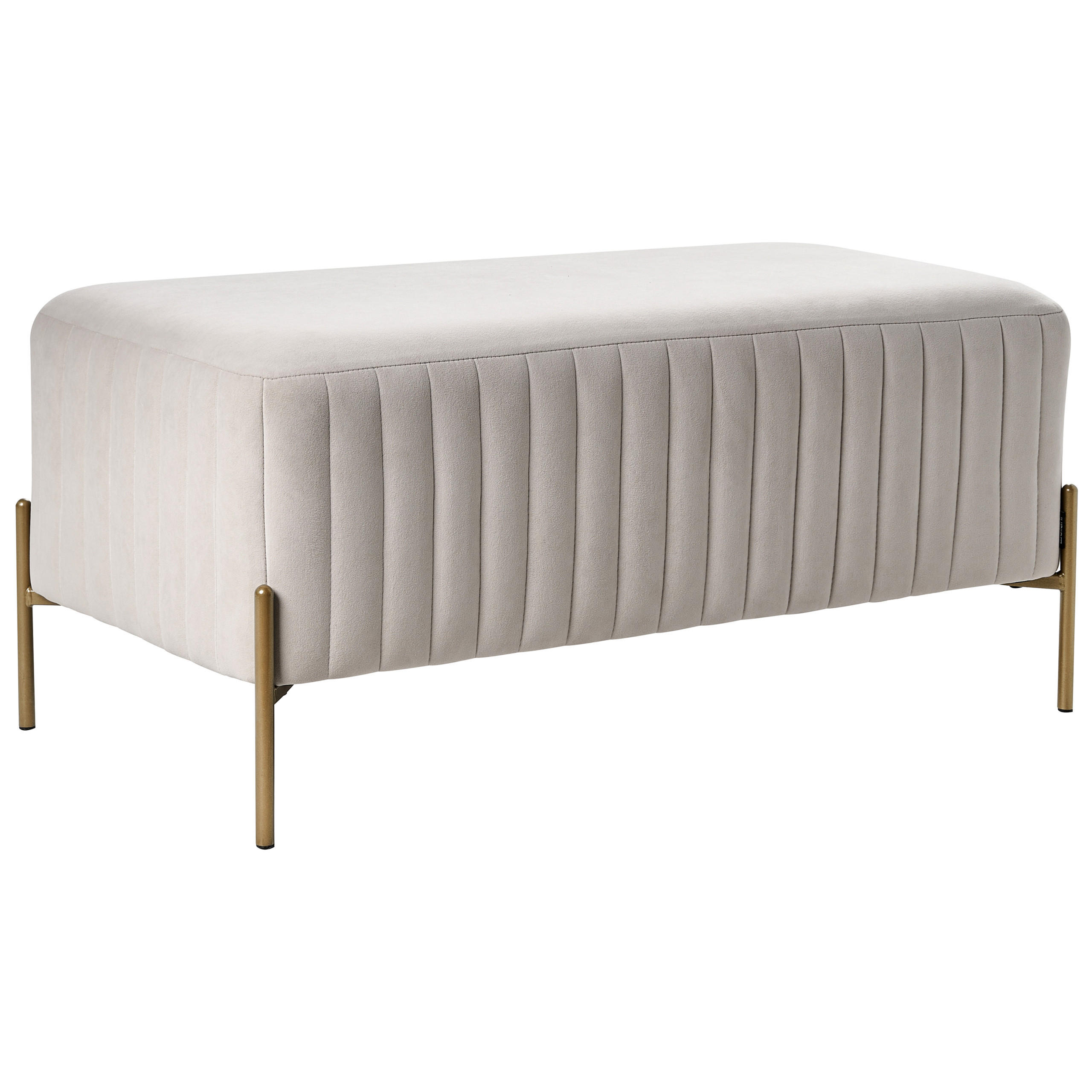 POLSTERBANK Samtstoff Beige Utah - Goldfarben/Weiß, Textil/Metall (91/43/47cm) - Beliani