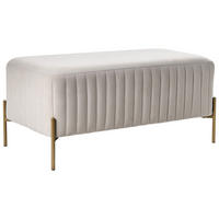 POLSTERBANK Samtstoff Beige Utah - Goldfarben/Weiß, Textil/Metall (91/43/47cm) - Beliani